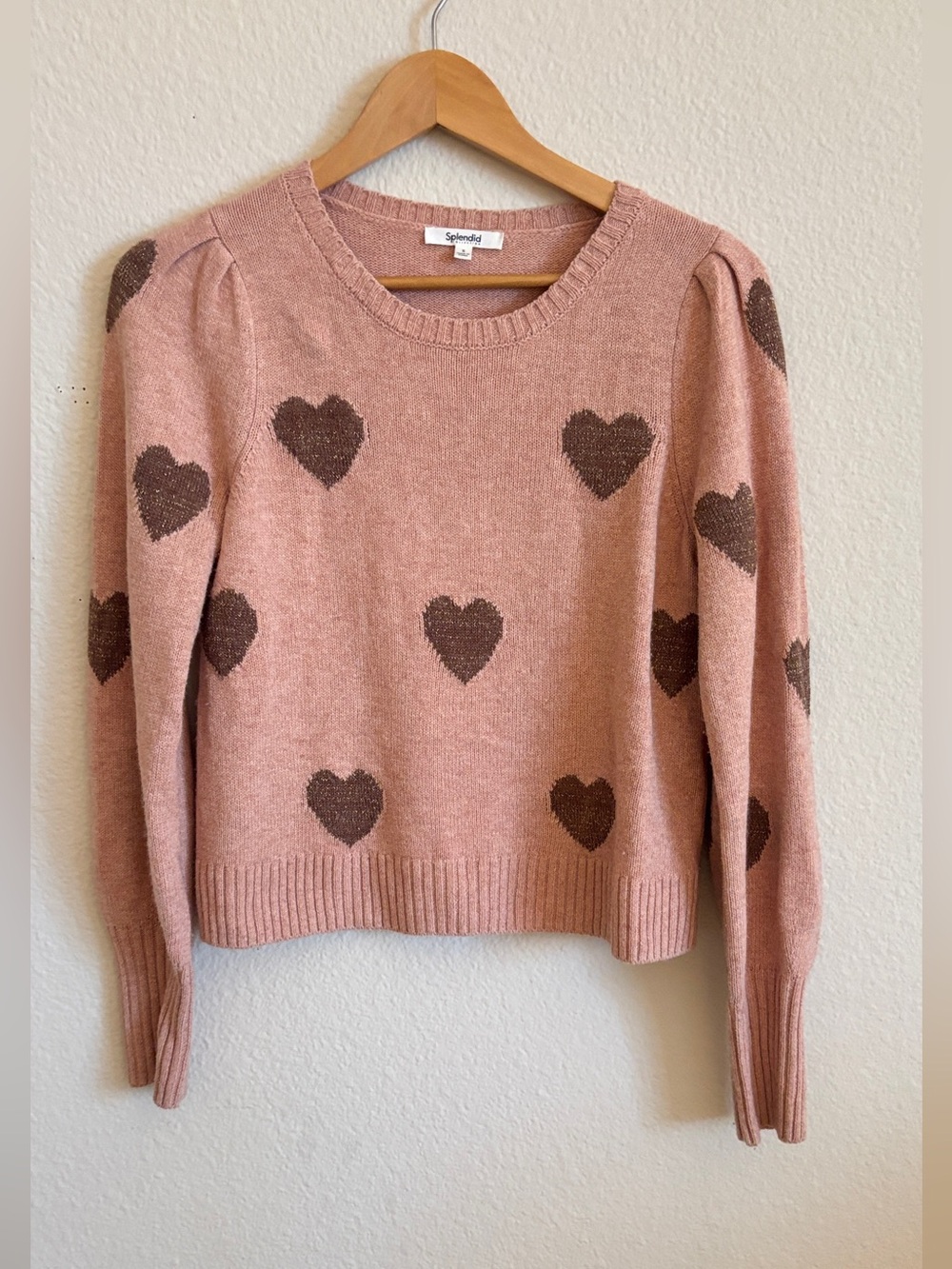 Splendid Annabelle Metallic Heart Sweater Medium